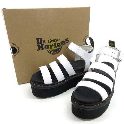 ドクターマーチン Dr Martens 22ss ストラップサンダル Quad Zebrilus Blaire Quad Sandal 厚底 フットベット Hydroレザー Uk5 24cm 白 ホワイト レディース 052 ベクトルパーク