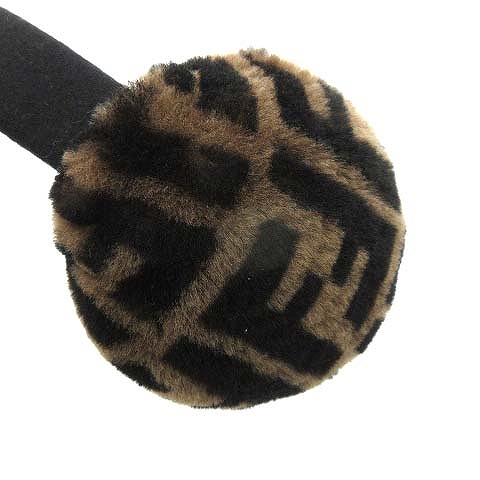 フェンディ FENDI 21AW イヤーマフ 耳あて ズッカ柄 ボア 茶 ブラウン 