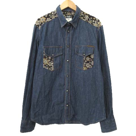ドルチェ&ガッバーナ ドルガバ DOLCE&GABBANA デニム シャツ 長袖 切替 