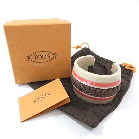 TOD'S オレンジレザー バングル 美品] TOD'S 編み込み レザー