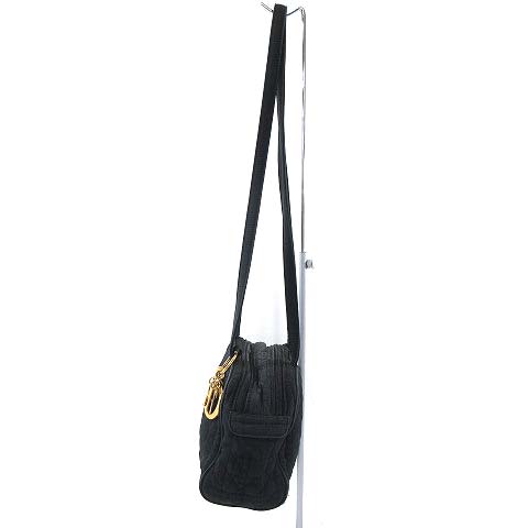クリスチャンディオール Christian Dior レディディオール カナージュ ショルダーバッグ カバン 鞄 バッグチャーム キーリング ロゴ 無地 ナイロン 黒 ブラック レディース