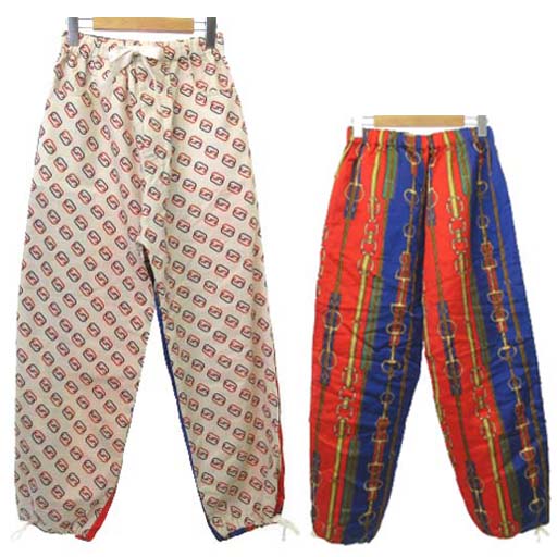 グッチ GUCCI 美品 バイマテリアル トラックパンツ インターロッキング 