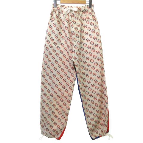 グッチ GUCCI 美品 バイマテリアル トラックパンツ インターロッキング 