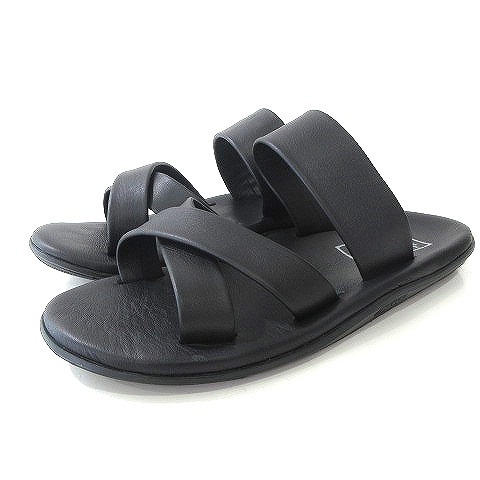 未使用品 アイランドスリッパ ISLAND SLIPPER 22SS アローズ別注 サンダル UASP STRAP SDL クロス ストラップ レザー 9 27cm 黒 ブラック メンズ