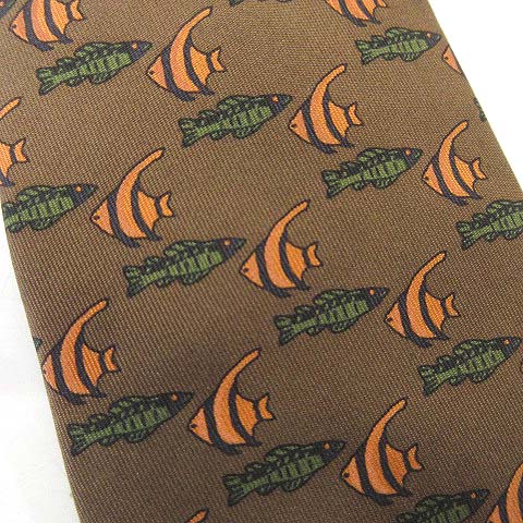 エルメス HERMES 魚柄 ネクタイ シルク レギュラータイ フィッシュ