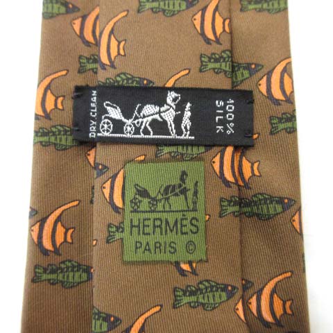 エルメス HERMES 魚柄 ネクタイ シルク レギュラータイ フィッシュ
