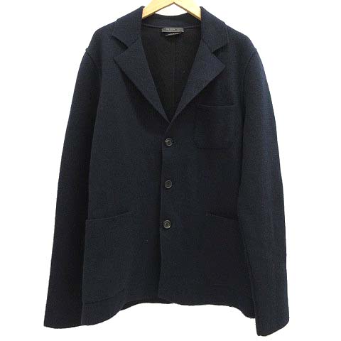 プラダ PRADA 美品 ニット ジャケット カシミヤ混 ウール テーラード 