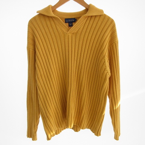 ジェイクルー J Crew 美品 セーター ニット 長袖 襟付き コットン M 黄 イエロー メンズ 052 ベクトルパーク