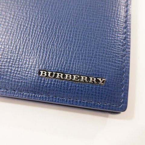 バーバリー Burberry 二つ折り財布 レザーウォレット コンパクト ロゴ ワンポイント 無地 小銭入れ カード入れ 青 ブルー Ibo26 メンズ 052 ベクトルパーク