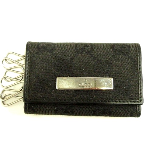 GUCCI グッチ　キーケース　キャンバス　GG 　総柄　レザー　ブラック 楽天市場】GUCCI グッチ GGキャンバス ロゴプレート 6連キーケース