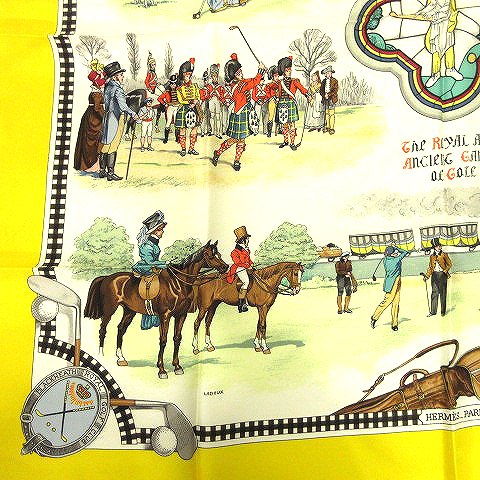 エルメス HERMES 美品 カレ 90 the royal ans ancient game of golf  