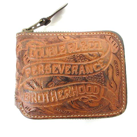 ダブルアールエル RRL 二つ折り財布 カービング ラウンドジップ  