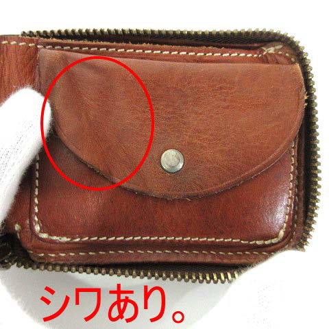 ダブルアールエル RRL 二つ折り財布 カービング ラウンドジップ  
