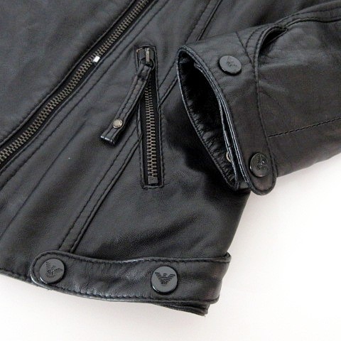 エンポリオアルマーニ EMPORIO ARMANI 国内正規 ラムレザー ライダース 限定商品*送料無料 新品未使用タグ付き正規品アルマーニ ライダースジャケット ライダースジャケット