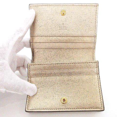 【美品】グッチ 二つ折り財布 ゴールド マーモント リザード ゴールドロゴ グッチ GUCCI 二つ折り財布 GGマーモント 456126 リザード型押し