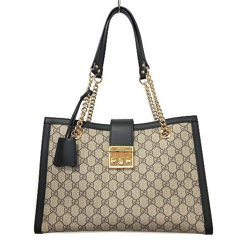 グッチ GUCCI 美品 GGスプリーム パドロック チェーン ショルダー  