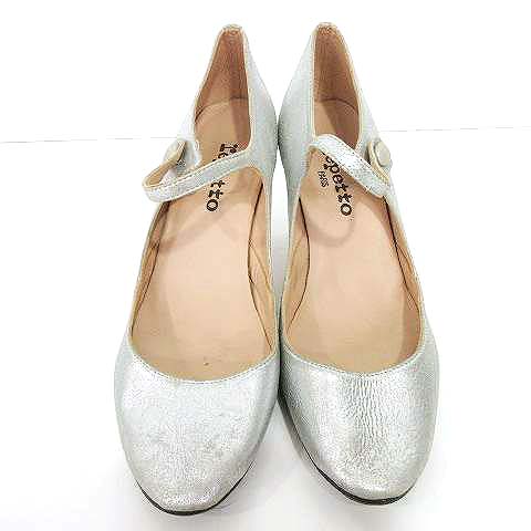 レペット Repetto メリージェーン パンプス メタリック レザー ヒール 