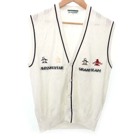 Munsingwear メンズベスト L ホワイト Munsingwear メンズ ゴルフ ベスト L ホワイト 美品 サイズ：L MUNSING