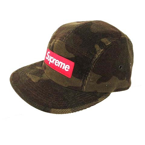 シュプリーム SUPREME 美品 コーデュロイ 迷彩 キャップ 帽子 ボックス 
