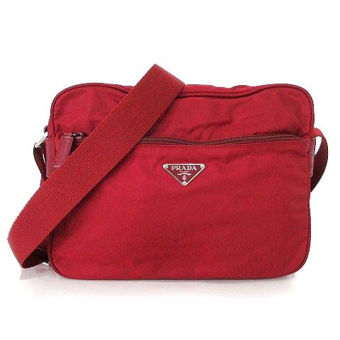 プラダ PRADA ナイロン ショルダーバッグ クロスボディ イタリア製 赤 