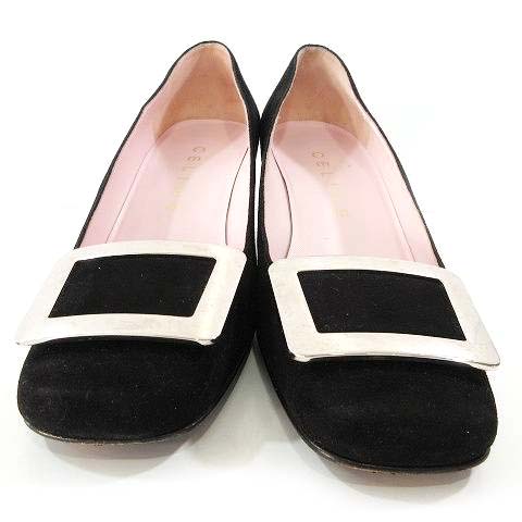 セリーヌ CELINE パンプス スエード ローヒール 37C 23.5㎝相当 黒 