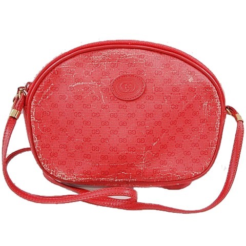 グッチ GUCCI オールド ショルダーバッグ ポシェット GG柄 赤 レッド 