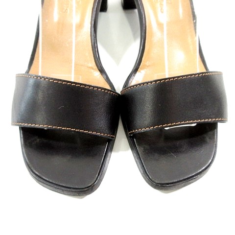 エルメス HERMES レザー サンダル Hバックル アンクルストラップ 35.5  