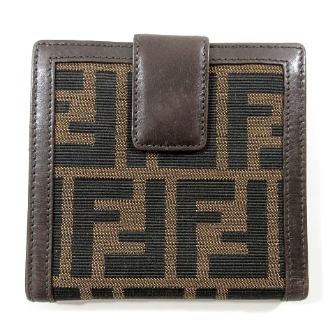 FENDI フェンディ ズッカ柄 キャンバス レザー 二つ折り 財布