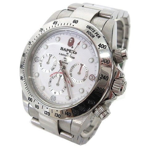 アベイシングエイプ A BATHING APE BAPEX 美品 自動巻き 腕時計 クロノ 