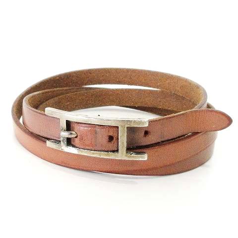 エルメス HERMES アピ3 3連ブレスレット レザー Hバックル 皮革 