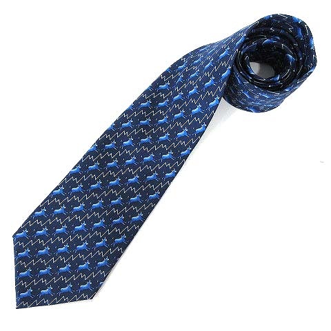 エルメスネイビー パターン ネクタイ 未使用タグ付き