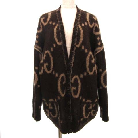 グッチ GUCCI 美品 21AW リバーシブル モヘア ニット カーディガン GG  