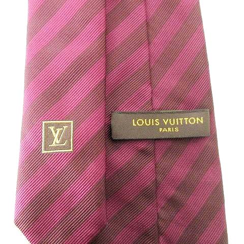 ルイヴィトン LOUIS VUITTON 美品 ストライプ ネクタイ シルク 