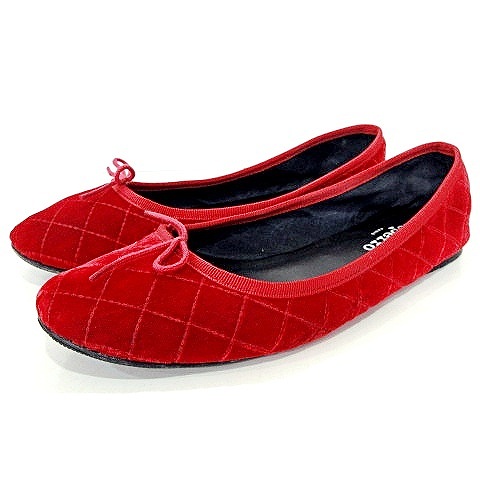 レペット Repetto リボン フラットシューズ ベロア キルティング 