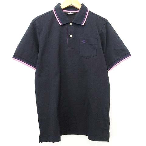 マンシングウェア MUNSINGWEAR 美品 半袖 ポロシャツ ラインリブ