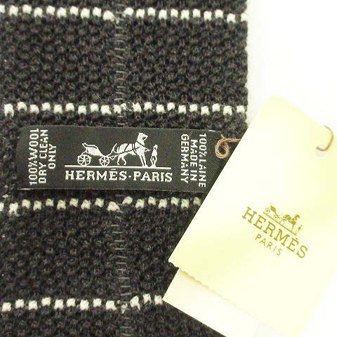 未使用品 エルメス HERMES タグ付 ネクタイ ウール ボーダー
