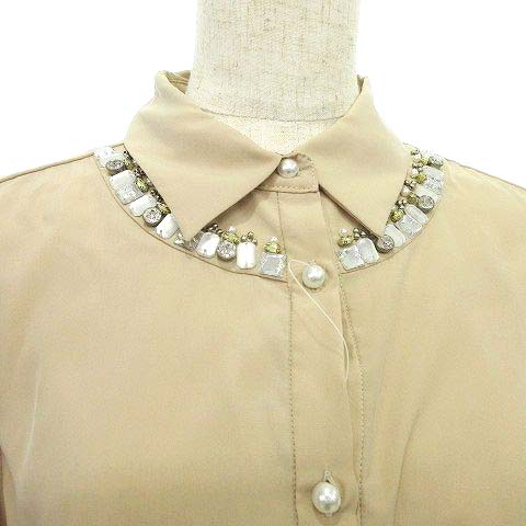 未使用品 クイーンズコート QUEENS COURT タグ付き ビジュー シャツ  