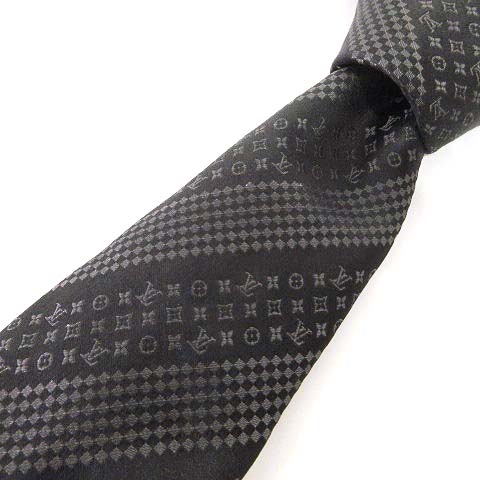 ルイヴィトン LOUIS VUITTON 美品 ネクタイ モノグラム ストライプ 