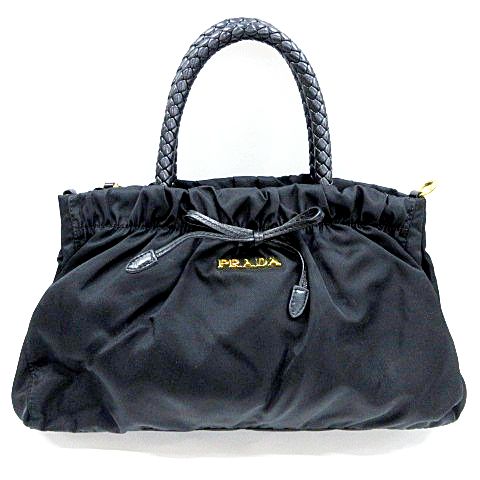 プラダ PRADA トートバッグ ハンドバッグ ナイロン レザー リボン 