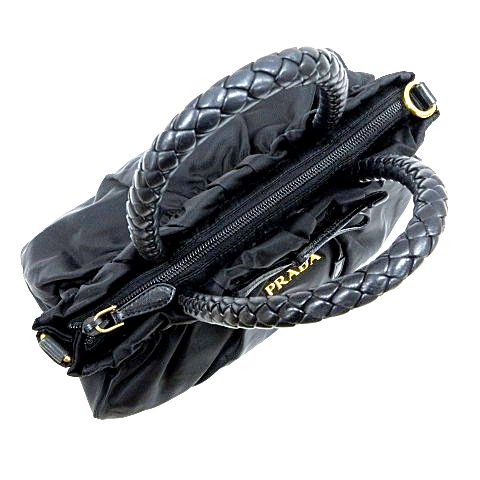 プラダ PRADA トートバッグ ハンドバッグ ナイロン レザー リボン 