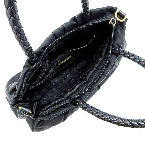 プラダ PRADA トートバッグ ハンドバッグ ナイロン レザー リボン 
