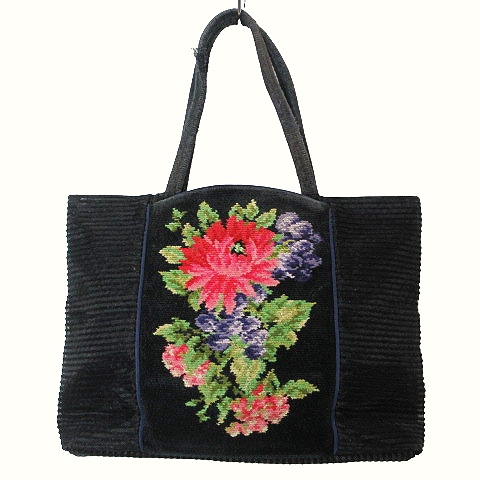 FELLER 花柄刺繍 ハンドバッグ 黒 FELLER 花柄刺繍 ハンドバッグ 黒（フェイラー FEILER