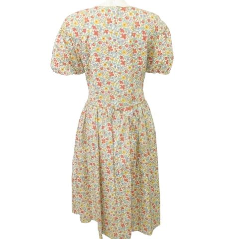 ハナエモリ HANAE MORI ワンピース ロング 半袖 コットン 花柄 9A3 M