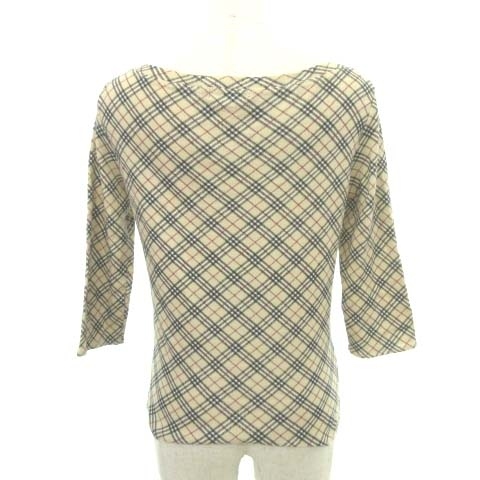 バーバリー ホルターネックTシャツ カットソー 七分袖 ノバチェック 38 