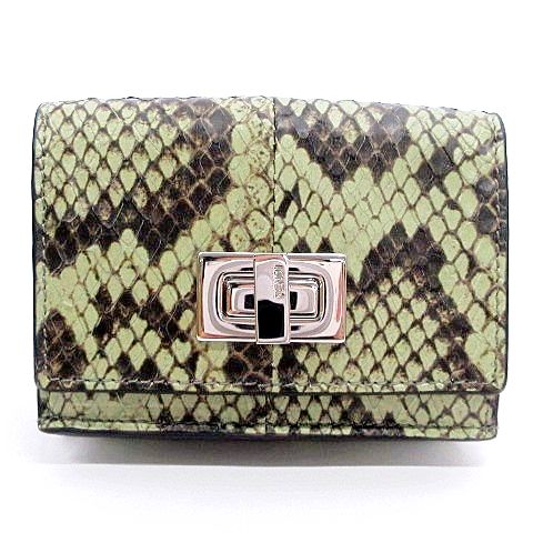 フェンディ FENDI 美品 ピーカブー 3つ折り財布 パイソン型押し 8M0426  
