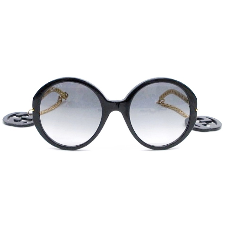 グッチ GUCCI 美品 GG0726S サングラス ラウンド チェーン テンプル GG 