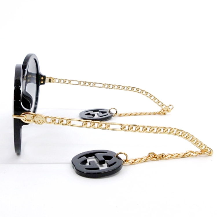 グッチ GUCCI 美品 GG0726S サングラス ラウンド チェーン テンプル GG  