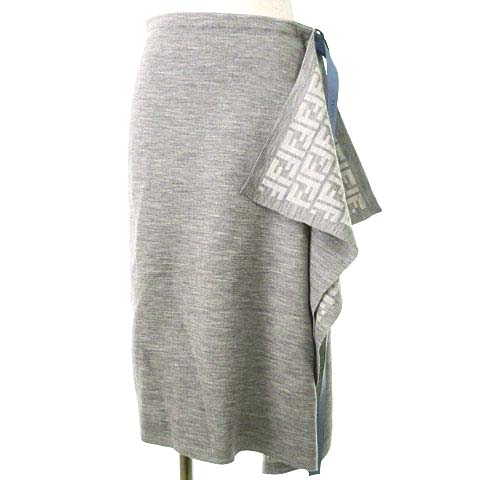 フェンディ FENDI 美品 22年 ASYMMETRICAL スカート FZQ706 ANER 裏 
