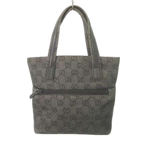 グッチ　トートバッグ　GGキャンバス　ハンドバッグ　肩掛け可　大容量　グレー　黒 美品✨グッチ トートバッグ GG キャンバス レザー