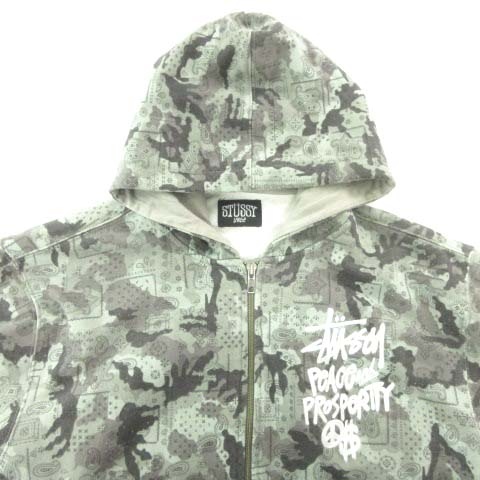 ステューシー STUSSY パーカー フード付き Lサイズ グレー □U90 